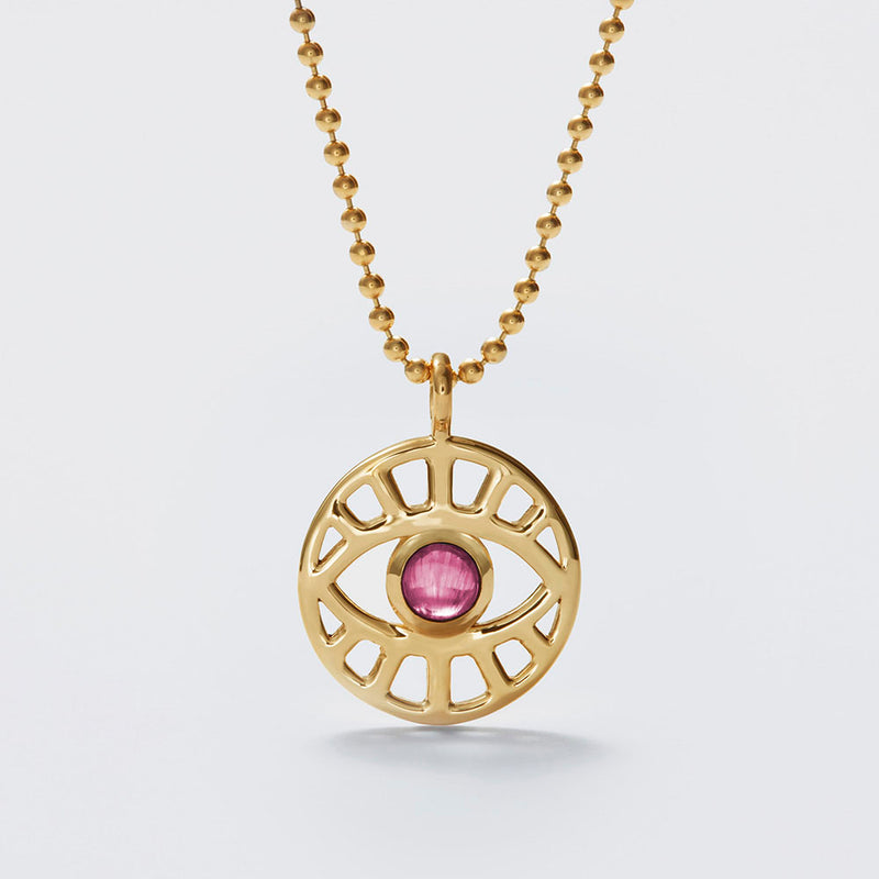 EVIL EYE PENDANT - PINK TOURMALINE