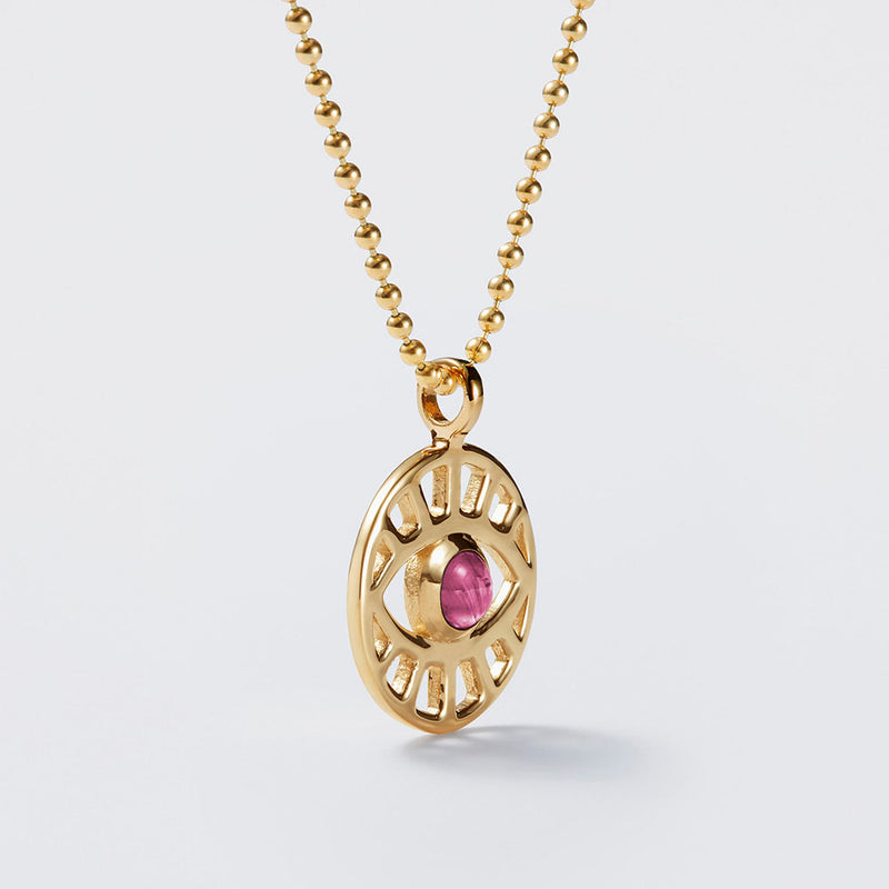 EVIL EYE PENDANT - PINK TOURMALINE